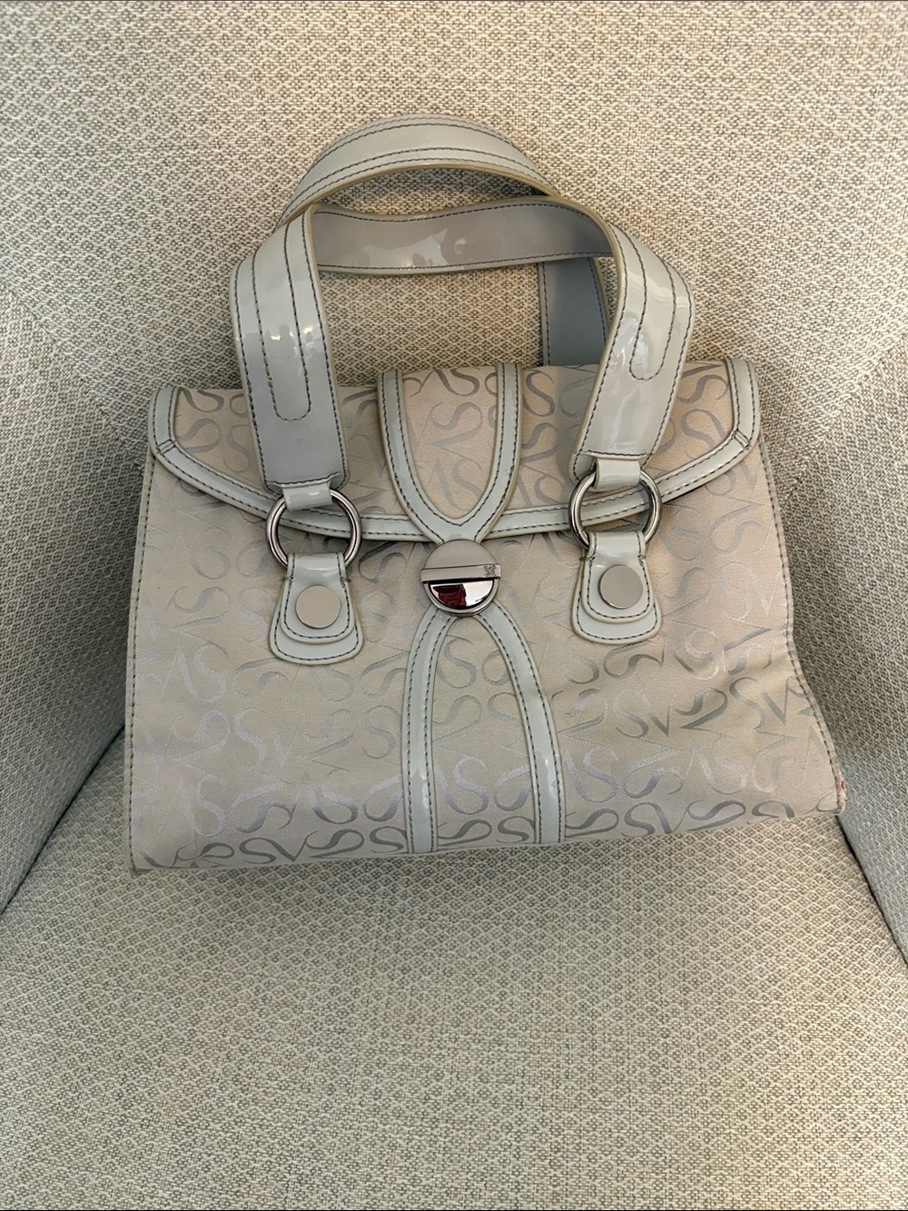 Simply Vera Cream Signature-Print Satchel Handbag
